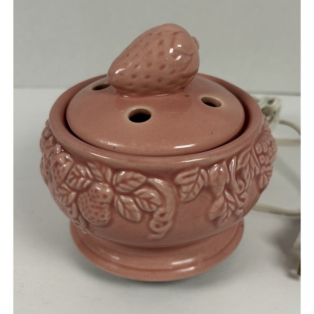 VTG Lefton China Pink Strawberry Electric Wax Warmer Cottagecore